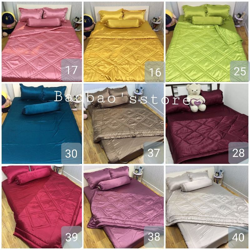 Bộ drap phi lụa 4 món 1m2x2m x15cm (1 ga giường + 2 vỏ gối nằm + 1 vỏ gối ôm) | BigBuy360 - bigbuy360.vn