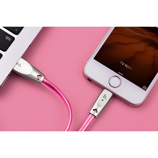 Cáp lightning - Micro usb Hoco U9 dài 1.2m có đèn led thông báo
