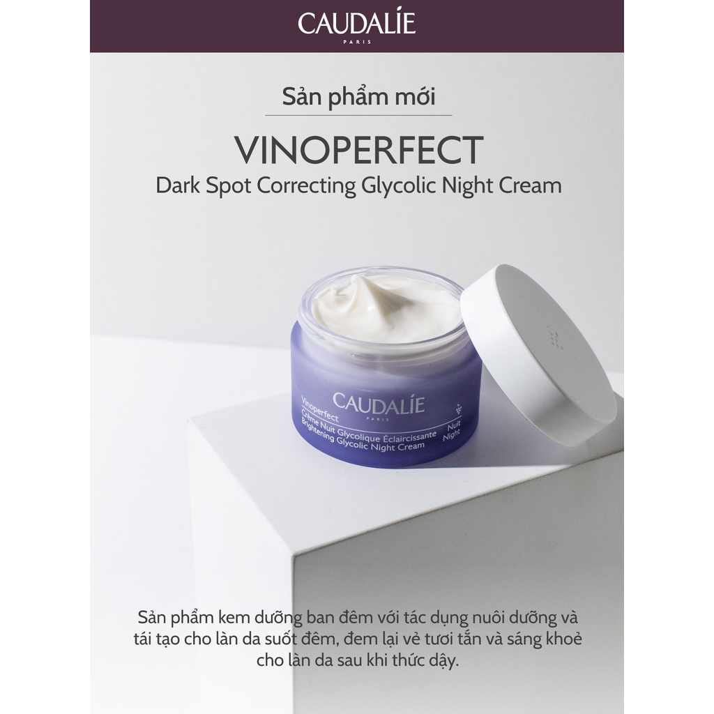 Kem dưỡng ban đêm ngăn ngừa đốm nâu, thâm nám Caudalie Vinoperfect Dark Spot Correcting Glycolic Night Cream 50ml