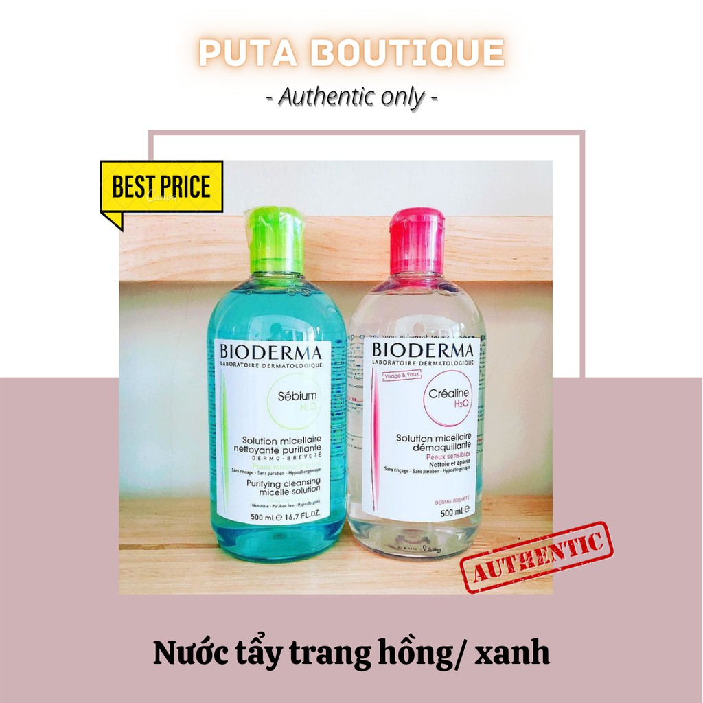 Nước tẩy trang H20 hồng/ xanh