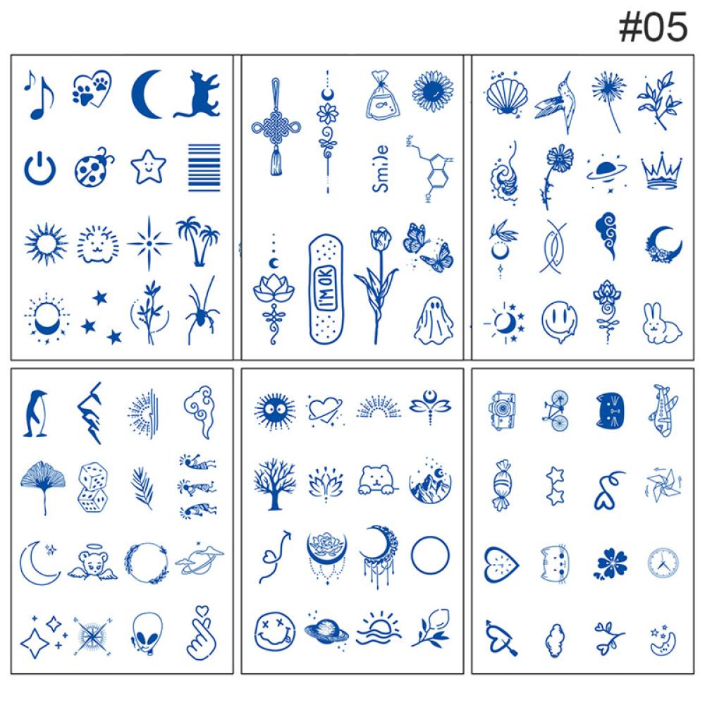 Bộ 6 Hình Xăm Dán Trang Trí Nghệ Thuật Chống Thấm Nước Lâu Trôi Dễ Thương A8G7