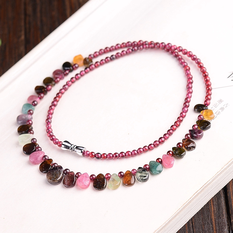 Dây Chuyền Mặt Hình Giọt Nước Đính Đá Tourmaline