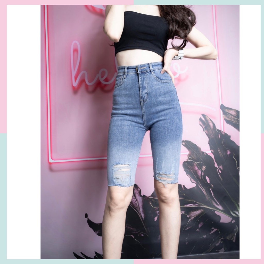 (Hình thật kèm video) Quần Jean Ôm Nữ  Dáng Ngố Rách Kiểu Co Gĩan Tốt Tôn Dáng YuRi-Jeans
