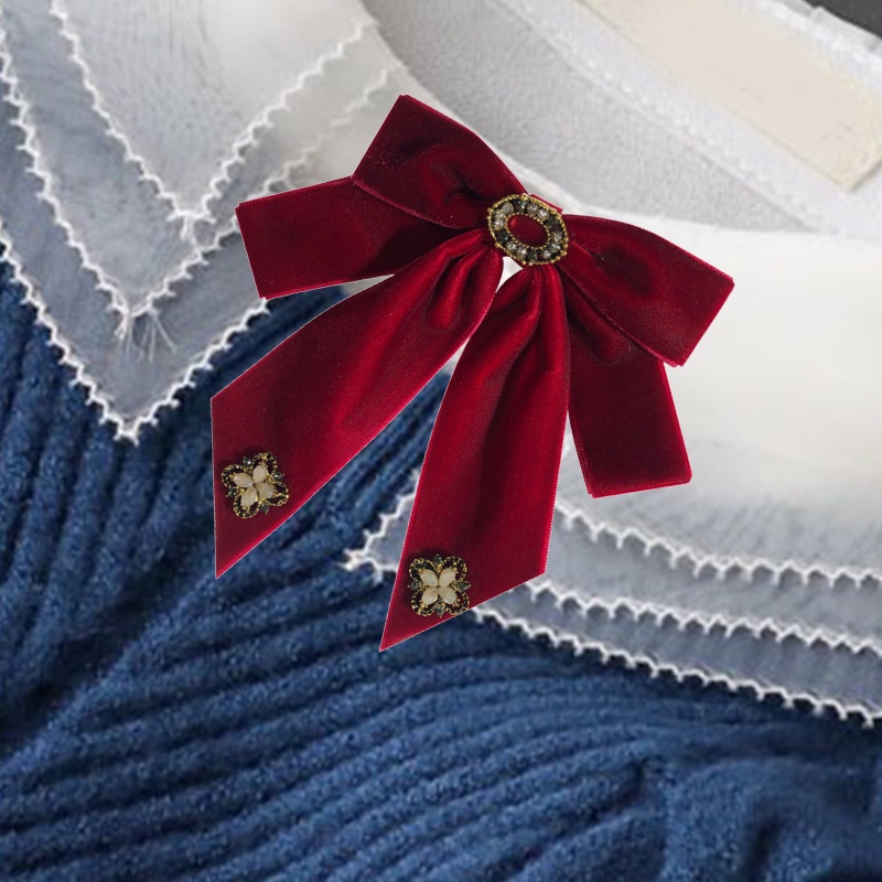 Nơ nhung hai lớp đính đá hình hoa thời trang dành cho nữ