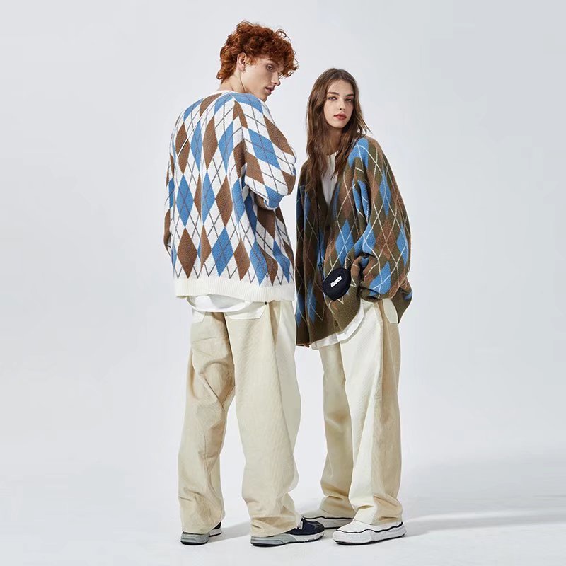 Áo khoác cardigan dệt kim cổ chữ V họa tiết kẻ sọc phong cách Hàn Quốc cho nam