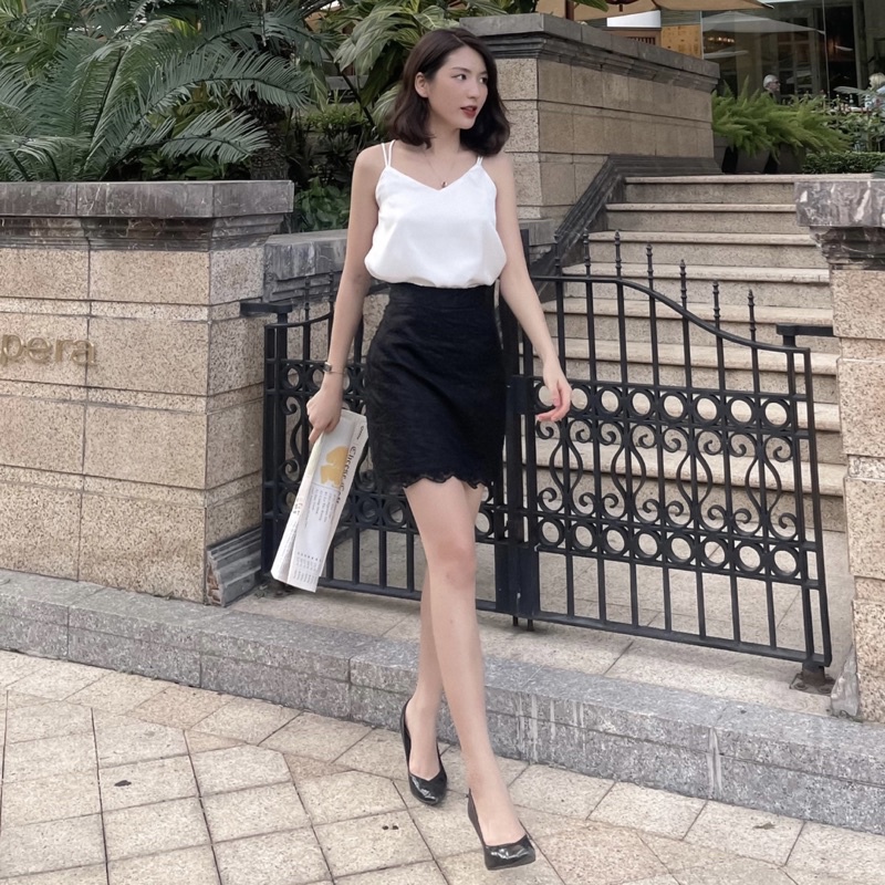 Chân váy A phối ren Elly clothing