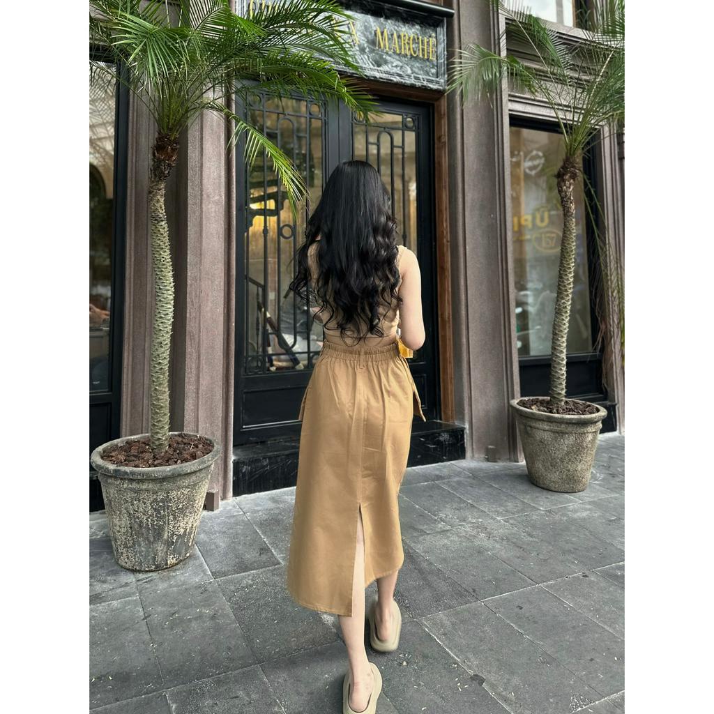 SET ÁO SÁT NÁCH CROPTOP + CHÂN VÁY MIDI TÚI (TH)