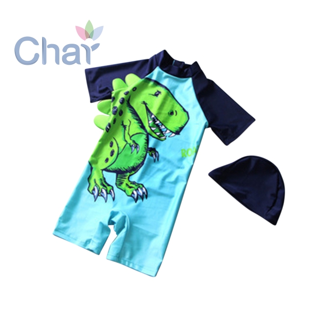 Bộ đồ bơi liền thân khủng long + Mũ bơi cho bé trai | BigBuy360 - bigbuy360.vn