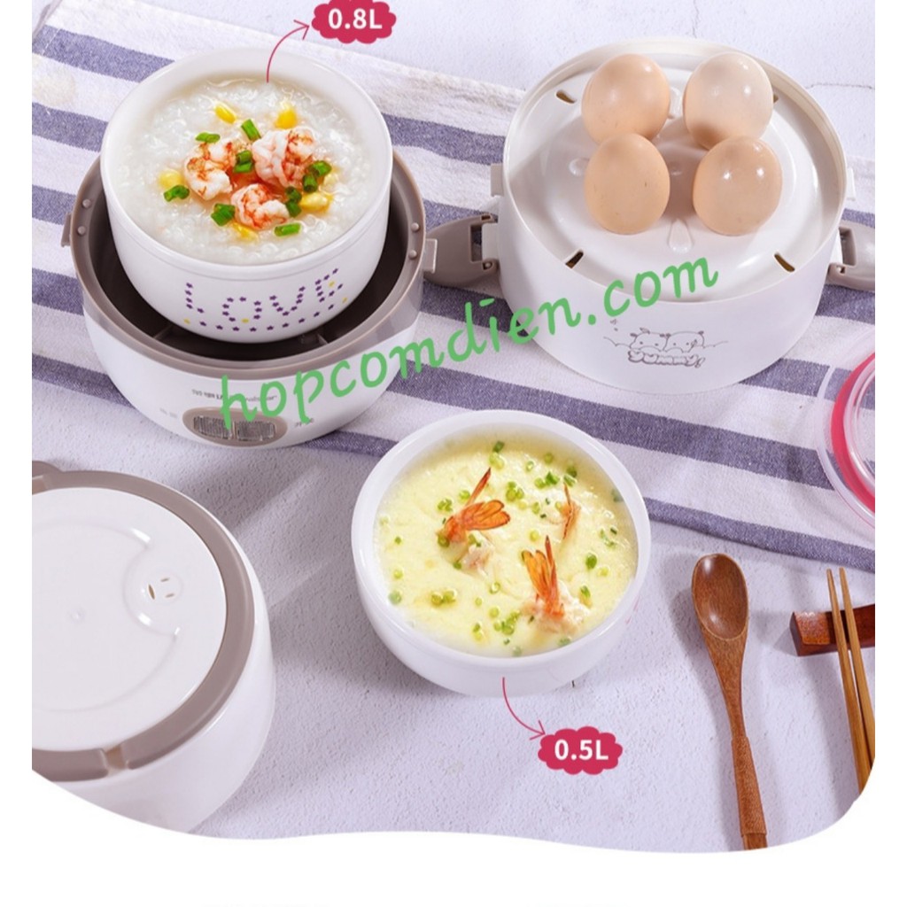 Hộp cơm điện 2 tầng bát gốm sứ 1.2 lít xinh xắn | BigBuy360 - bigbuy360.vn