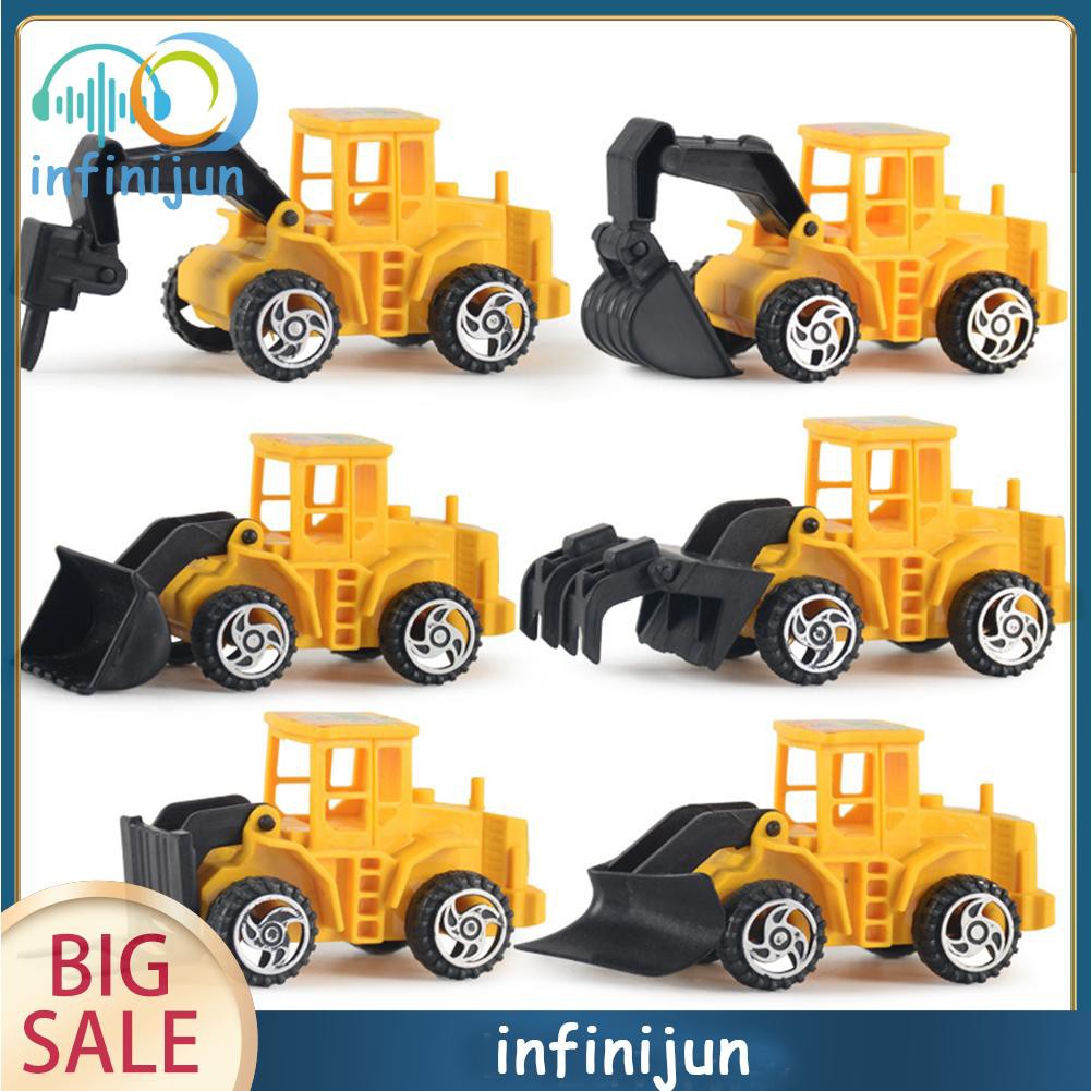 Set 6 Mô Hình Xe Công Trường Mini Bằng Hợp Kim Dành Cho Bé