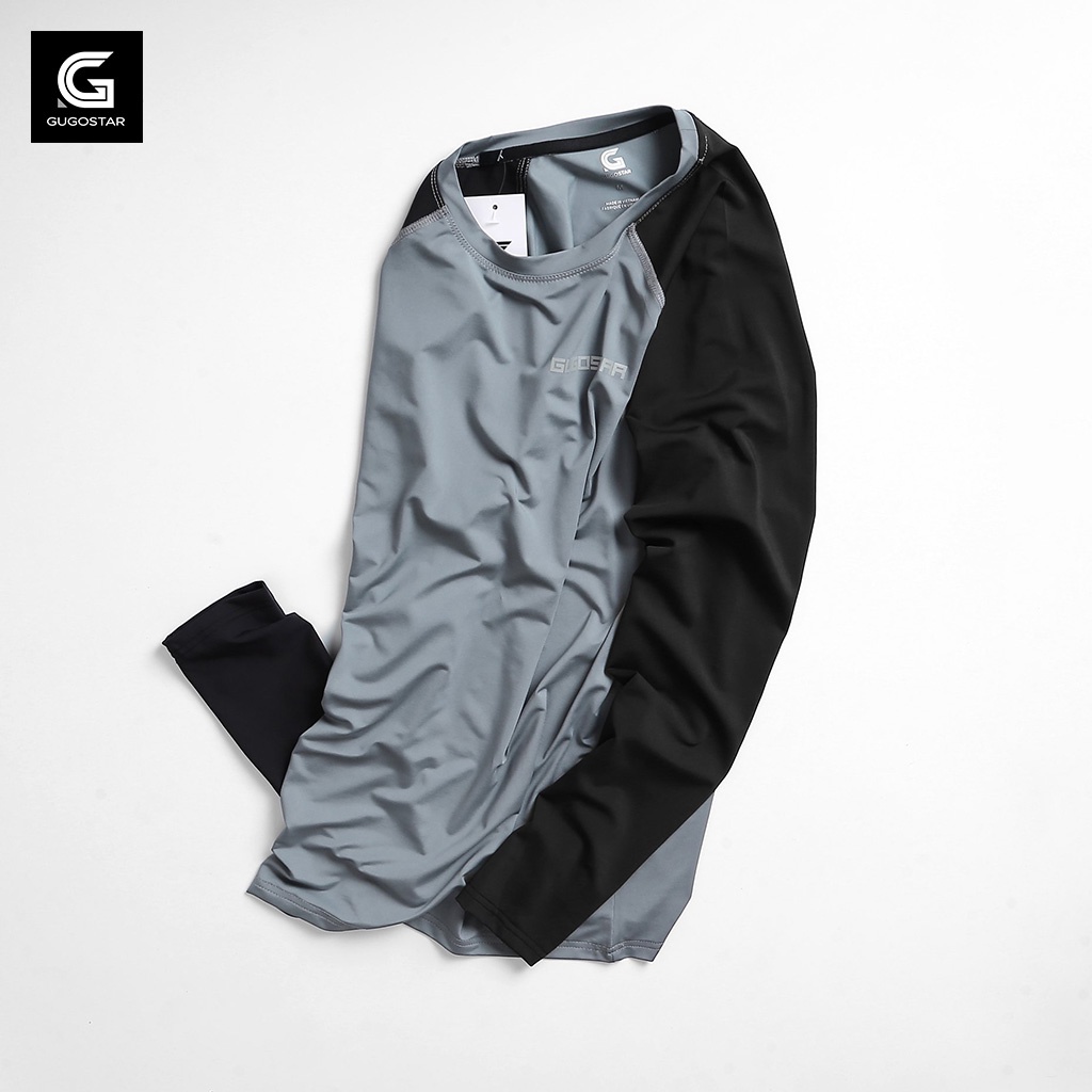 Áo Thun Nam Tay Dài PHỐI 2 MÀU G456-XTD, Thu đông, Co giãn 4 Chiều - GUGOSTAR