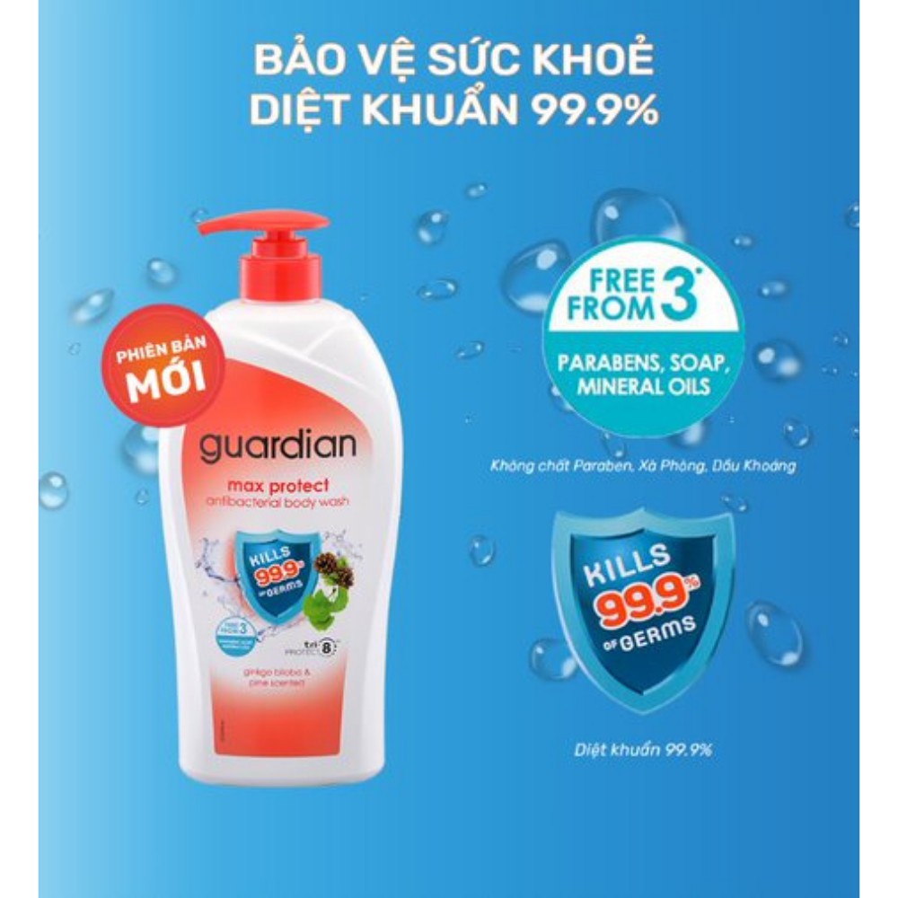 Sữa tắm Guardian kháng khuẩn bảo vệ tối ưu 1000ml