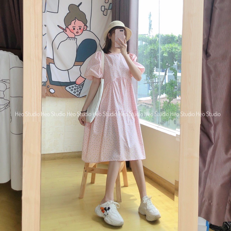 [Mã HOAI299 Giảm 10k Đơn 299k] Đầm Babydoll Dài Hoạ Tiết Dễ Thương Thời Trang Nữ