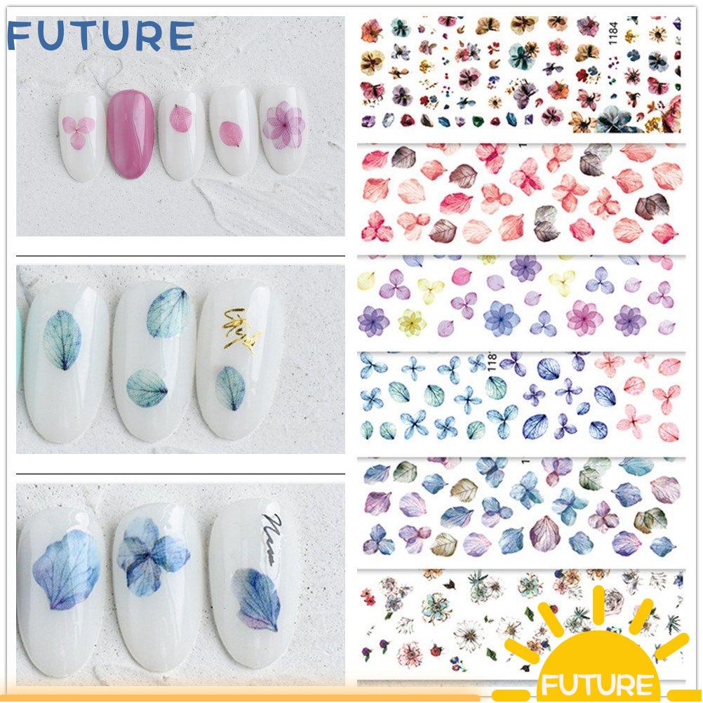 Hình dán móng tay 3D bằng acrylic tự dính in hình hoa lá mùa hè dành cho nữ DIY