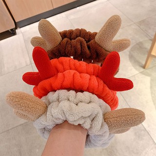 Băng đô turban nữ cài tóc họa tiết sừng tuần lộc 3D vải bông mềm mại