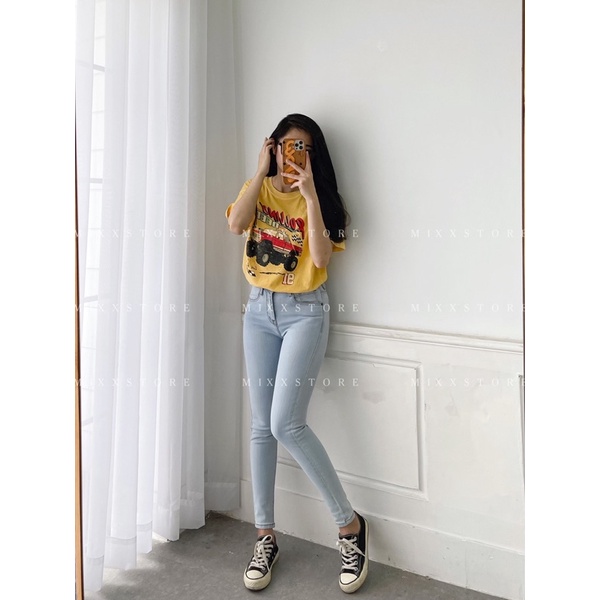 Quần Jean Skinny Lưng vừa ngang rốn G A P ko was chất co giãn thoải mái