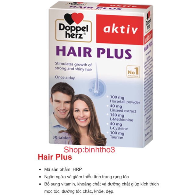 Hair Plus - bổ sung vitamin và khoáng chất, được thiết kế chuyên biệt cho việc ngăn ngừa rụng tóc, tóc mọc chắc khỏe.