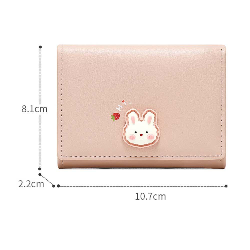 QQMALL Ví Da PU Gập Làm Ba Đựng Thẻ / Tiền Xu In Hình Thỏ Dễ Thương Cho Nữ Giá Đỡ