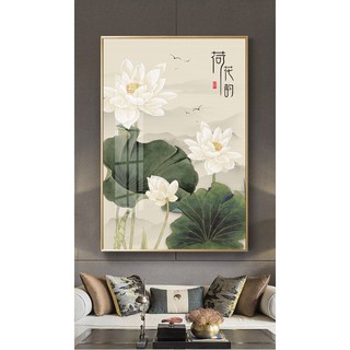 Tranh canvas treo tường hoa sen trắng trang nhã TTC20694 - 40 x 60 cm