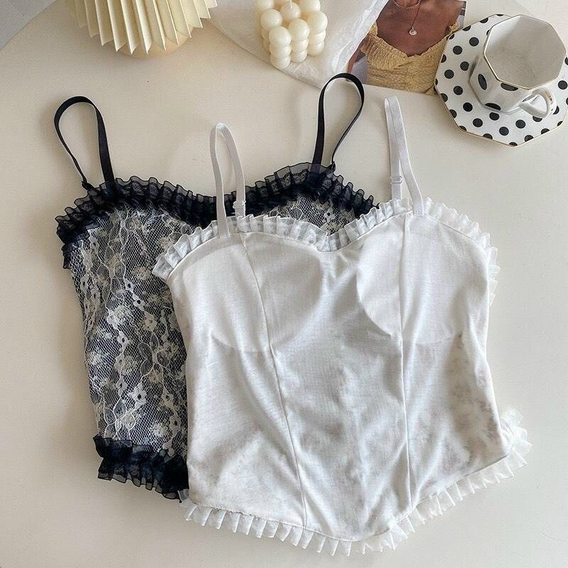 Bralete ren nữ – áo bra 2 dây đẹp ren hoa nhí tiểu thư đính ngọc dáng croptop nữ mẫu mới 2022 siêu xinh