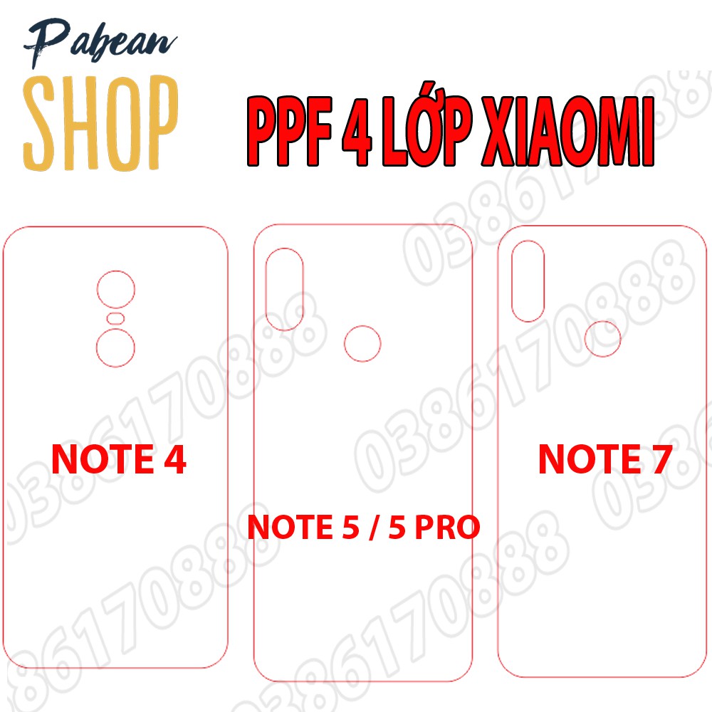 Dán lưng PPF 4 lớp chống va đập cho XIAOMI NOTE 4 / NOTE 5 / 5 PRO / NOTE 7