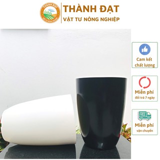 Chậu trồng cây giả sứ cao cấp siêu bền xịn, Chậu nhựa bầu đứng dáng cao nhiều size 3 màu trắng đen