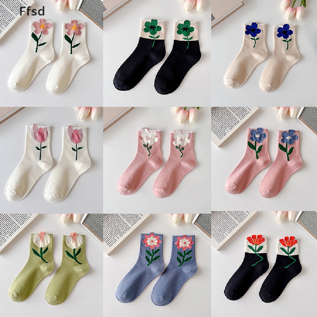 {Ffsd} Vớ Cotton Cổ Vừa Họa Tiết Hoa Lolita Nhật Bản Ngọt Ngào Hợp Thời Trang Mới Cho Nữ * Bán Chạy