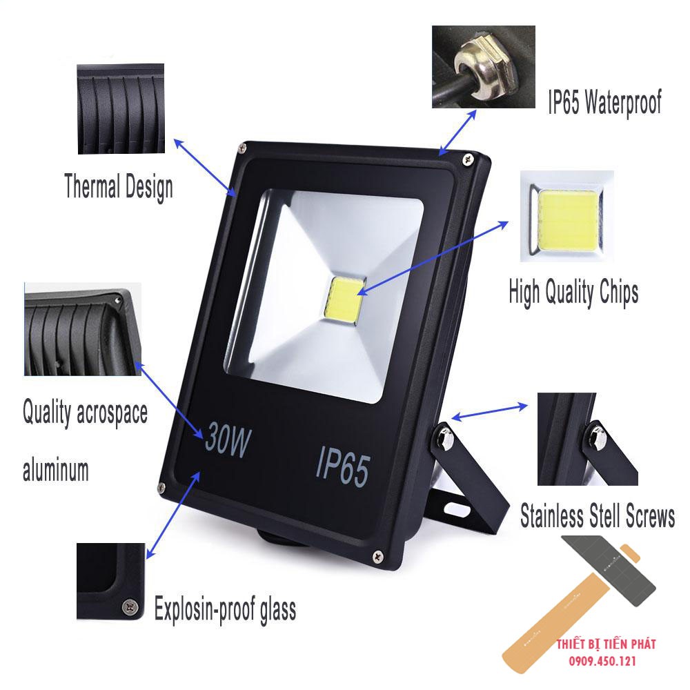 [GIÁ HỦY DIỆT] Đèn Pha LED 30W Tới 200W LED IP66 Ngoài Trời Chống Mưa Tản Nhiệt Nhôm Tuổi Thọ Cao 220V Chính Hãng FWS