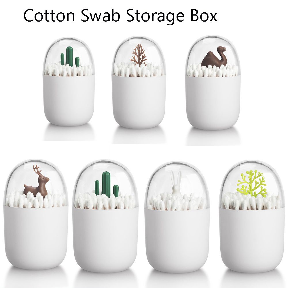 Hộp đựng tăm bông / tăm xỉa răng làm từ nhựa hình thỏ / cây xương rồng để bàn trang trí nhà cửa