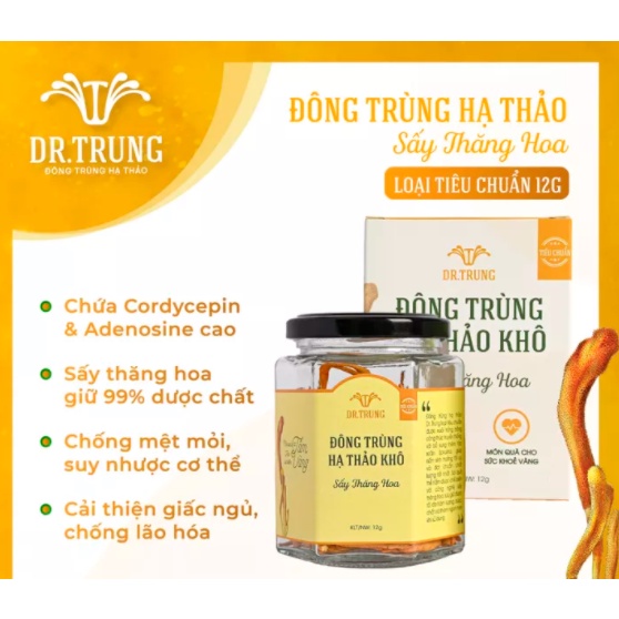 Đông trùng hạ thảo Dr. Trung (15 Gram) Sấy thăng hoa loại Cao cấp - Giúp cải thiện giấc ngủ, Ổn định huyết áp