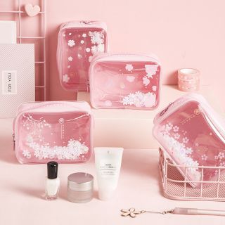 Bóp ví tiện ích đựng đồ makeup màu hồng sparkle