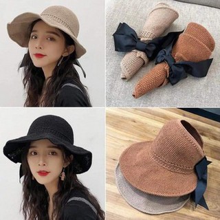 Mũ cói, nón cói mềm hở chóp nơ sau siêu xinh hàng hót 2019