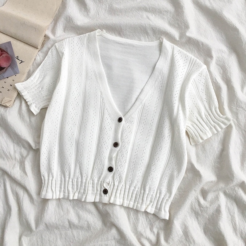 Áo Thun Nữ Tay Ngắn Cổ Chữ V Thời Trang Quyến Rũ