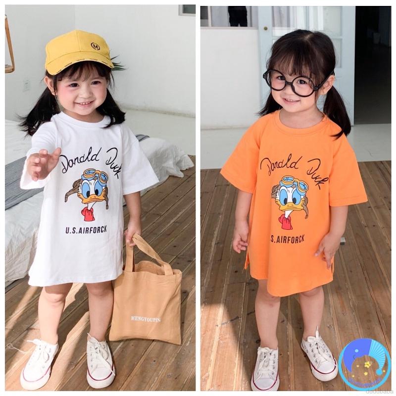 Đầm cotton in hình họa hình dễ thương cho bé gái 0-7 tuổi