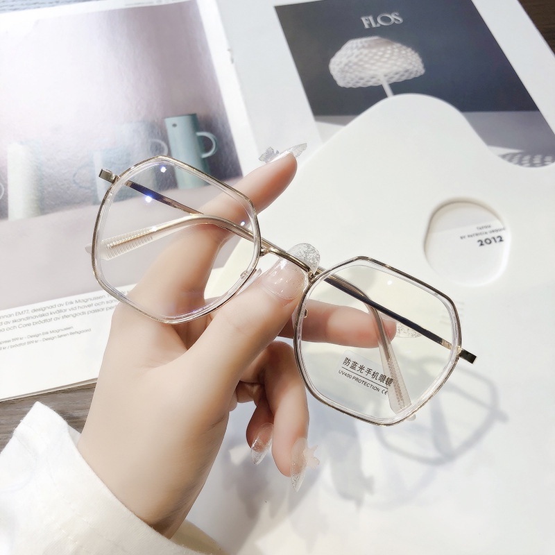 Mắt Kính Gọng Tròn Kim Loại Chống Tia Bức Xạ Từ Máy Tính Phong Cách Hàn Quốc Cho Nam/Nữ