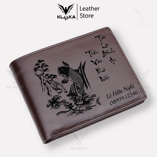 Ví da khắc tên ví da bò nam cao cấp đẹp hàng hiệu KLAKA ví Classic One