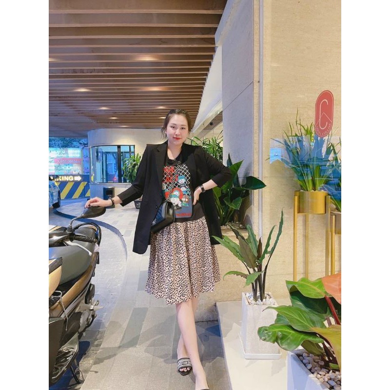VÁY COTTON ĐEN IN HÌNH PHỐI DA BÁO | BigBuy360 - bigbuy360.vn