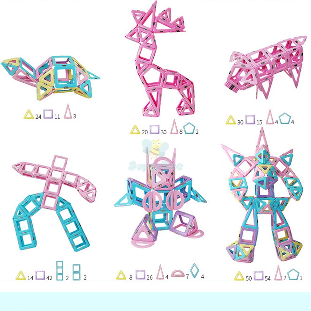 Bộ Đồ Chơi Lắp Ráp Nam Châm Màu Pastel 76PCS, Xếp Hình SuperBee, Đồ Chơi Thông Minh Phát Triển Trí Tuệ cao cấp