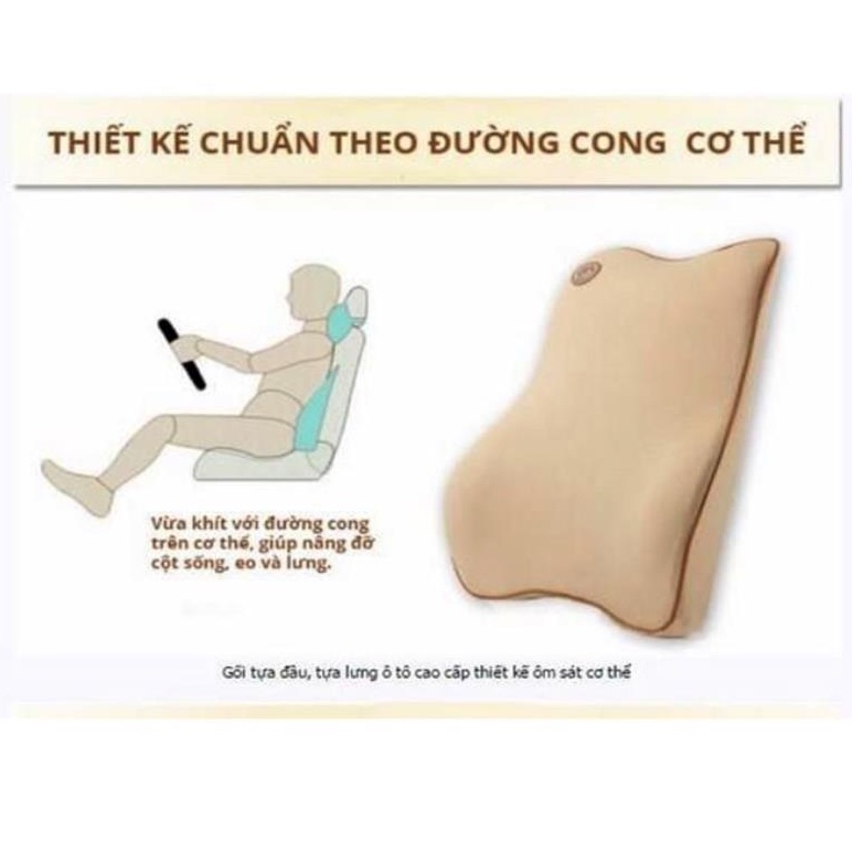 Tựa lưng lõi cao su non vỏ cottton cao cấp cho xe hơi, ô tô, ghế văn phòng