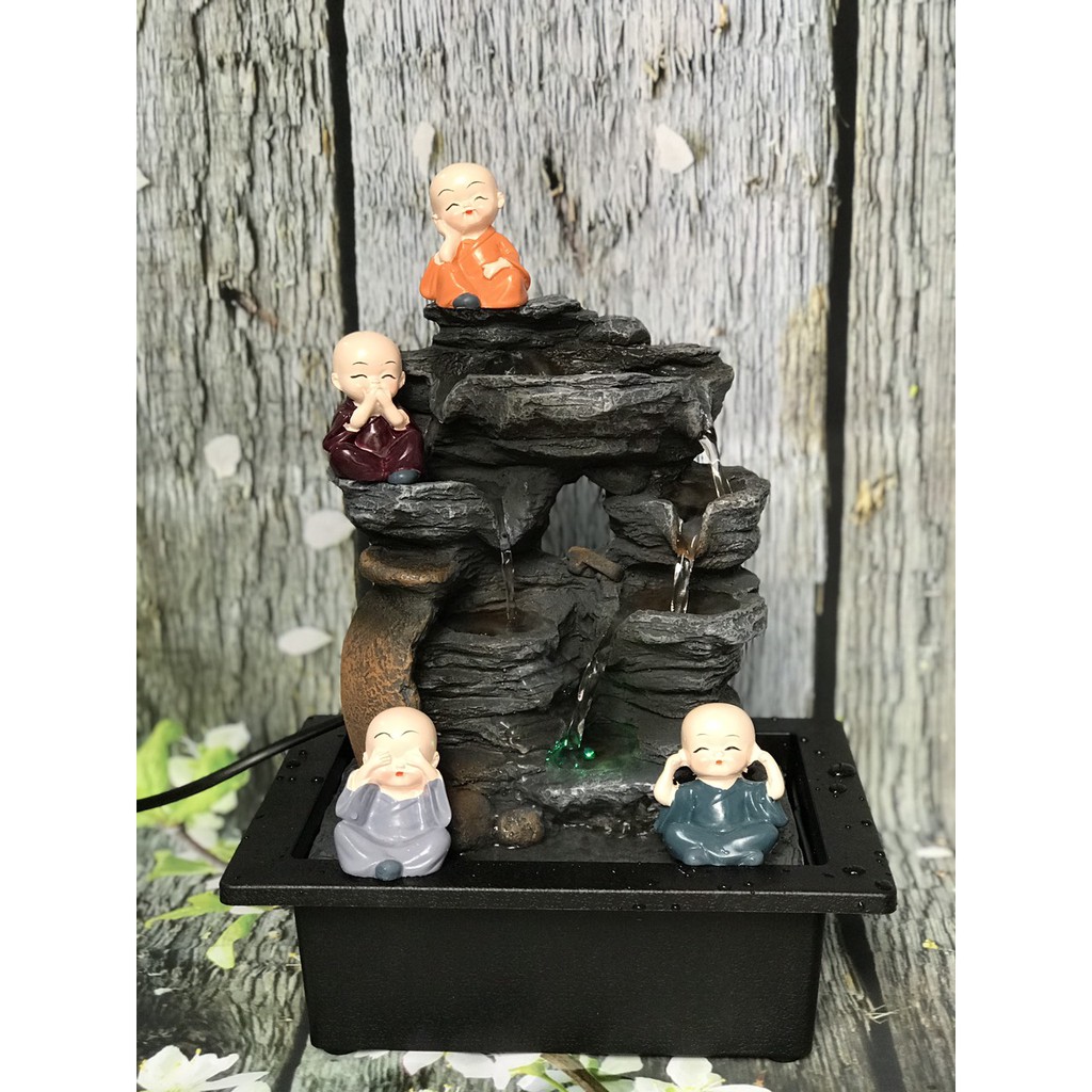 THÁC NƯỚC MINI ĐỂ BÀN – LU VỠ + 4 Chú Tiểu [BH 1 tháng] | BigBuy360 - bigbuy360.vn