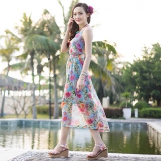 đầm maxi hở lưng cao cấp QC