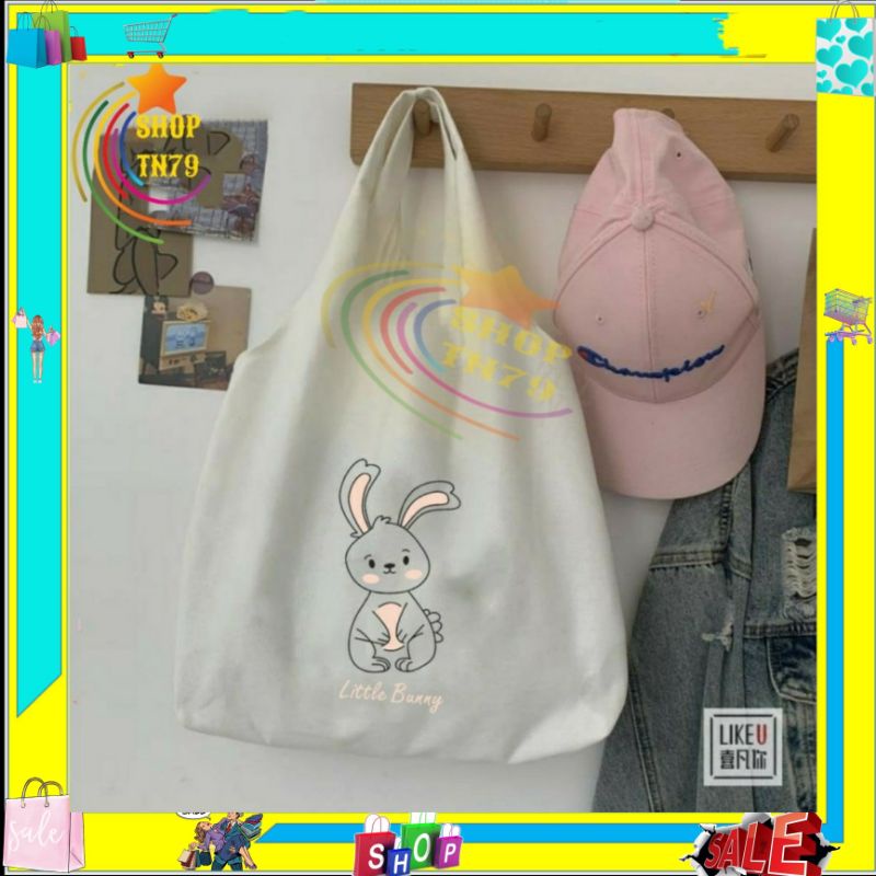 Túi đeo vai thời trang vải canvas mềm loại to đi hoc , đi chơi , đi làm đều rất đẹp -  LITTLE BUNNY