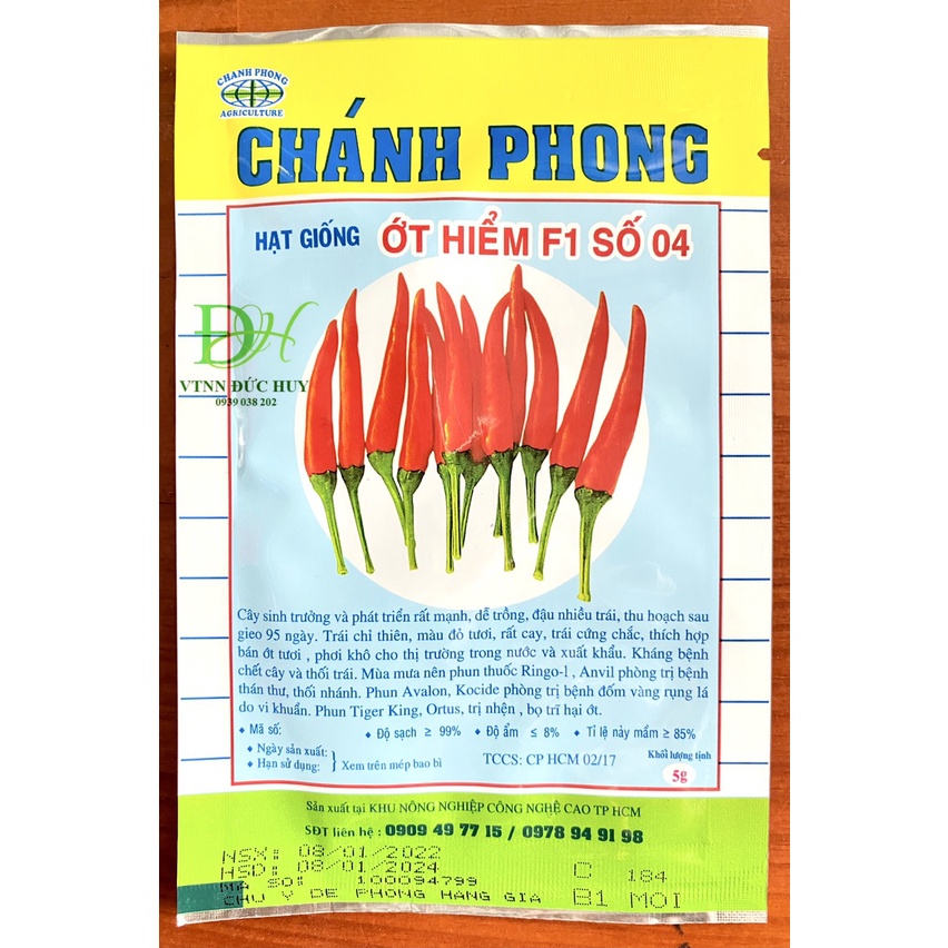 Hạt giống ỚT HIỂM (ớt Chỉ Thiên) lai F1 SỐ 04 (gói 5 gam) - CHÁNH PHONG