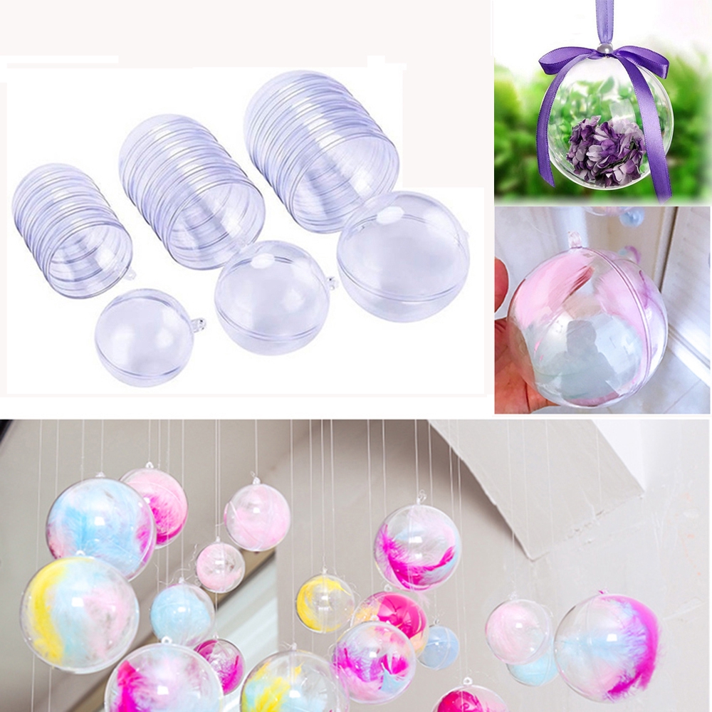 Bộ 5 Quả Châu Nhựa Trong Suốt Treo Trang Trí Cây Thông Giáng Sinh