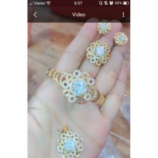 Sả kho bộ trang sức phụ nữ si vàng 18k 4 món t01