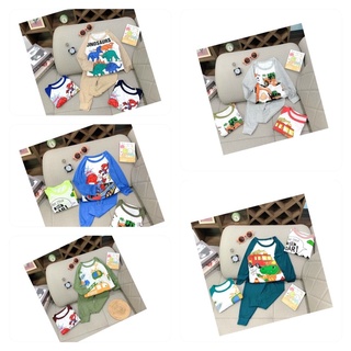 Bộ dài tay thu đông bé trai size đại cotton bé từ 18-32kg