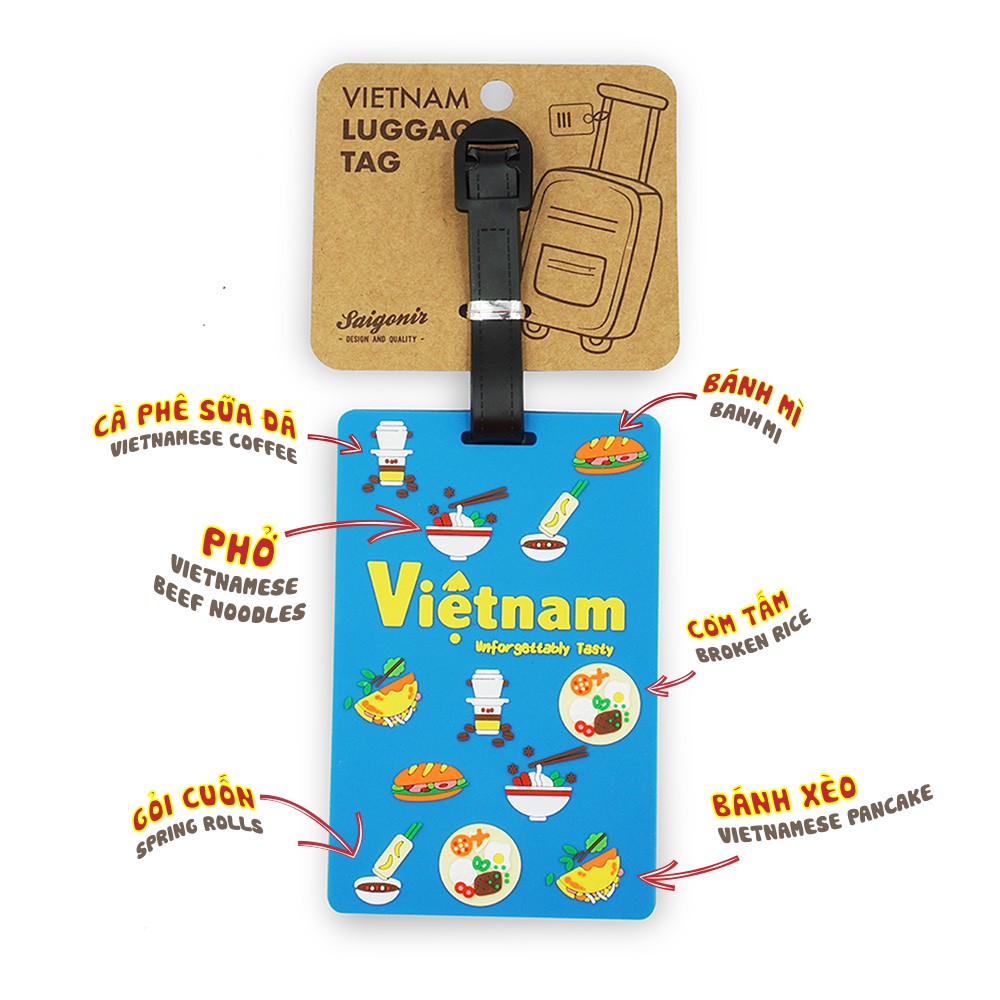 Thẻ tag hành lý vali túi xách balo - Luggage Tag - Quà tặng lưu niệm Việt Nam - Food xanh
