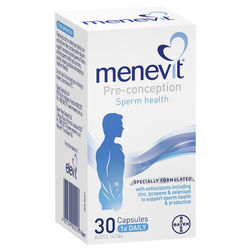 Menevit Male Fertility Supplement Capsules 30 pack (30 days) – Viên uống hỗ trợ sinh sản cho nam từ Úc