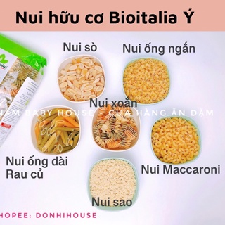 | Tách lẻ| Nui hữu cơ cho bé ăn dặm - nui xoắn, nui kitty, nui hình thú, nui ống 100gr