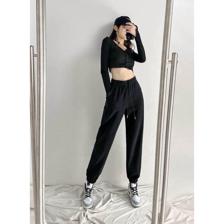 Quần Jogger Nữ Cạp Chun Bo Gấu Vải Nỉ Cực Ấm Mã 906